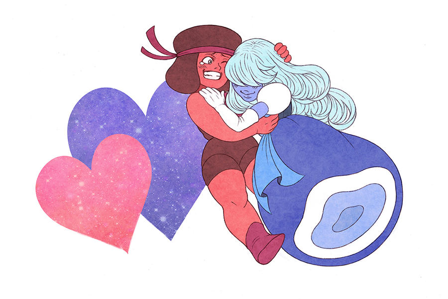 and here's another little fanart of "Steven Universe", this time I drew Ruby and Sapphire :3 I immediately fell in love with these two characters, they're so cute, I just can't I decided to keep th...