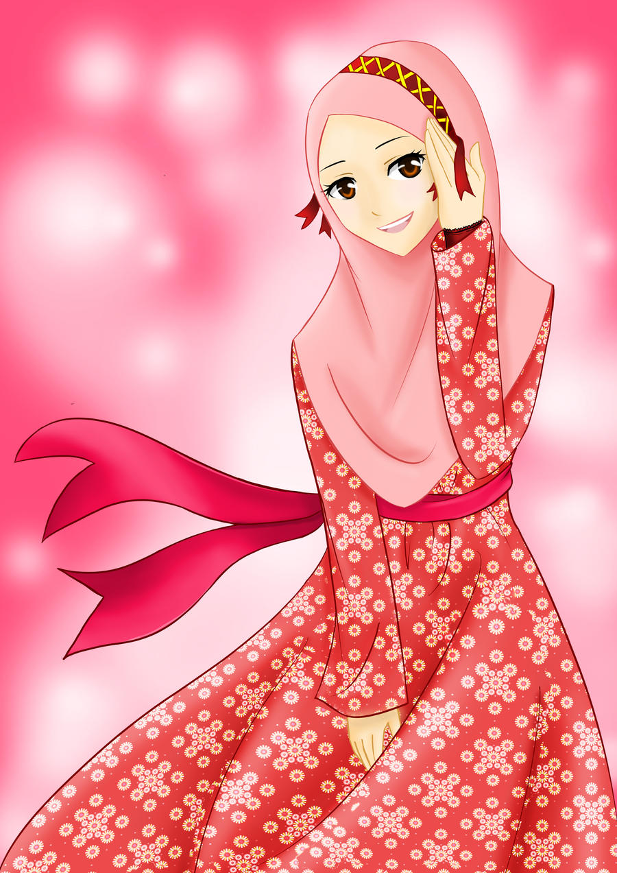 Gambar Kartun Muslimah Pink Gambar Kartun