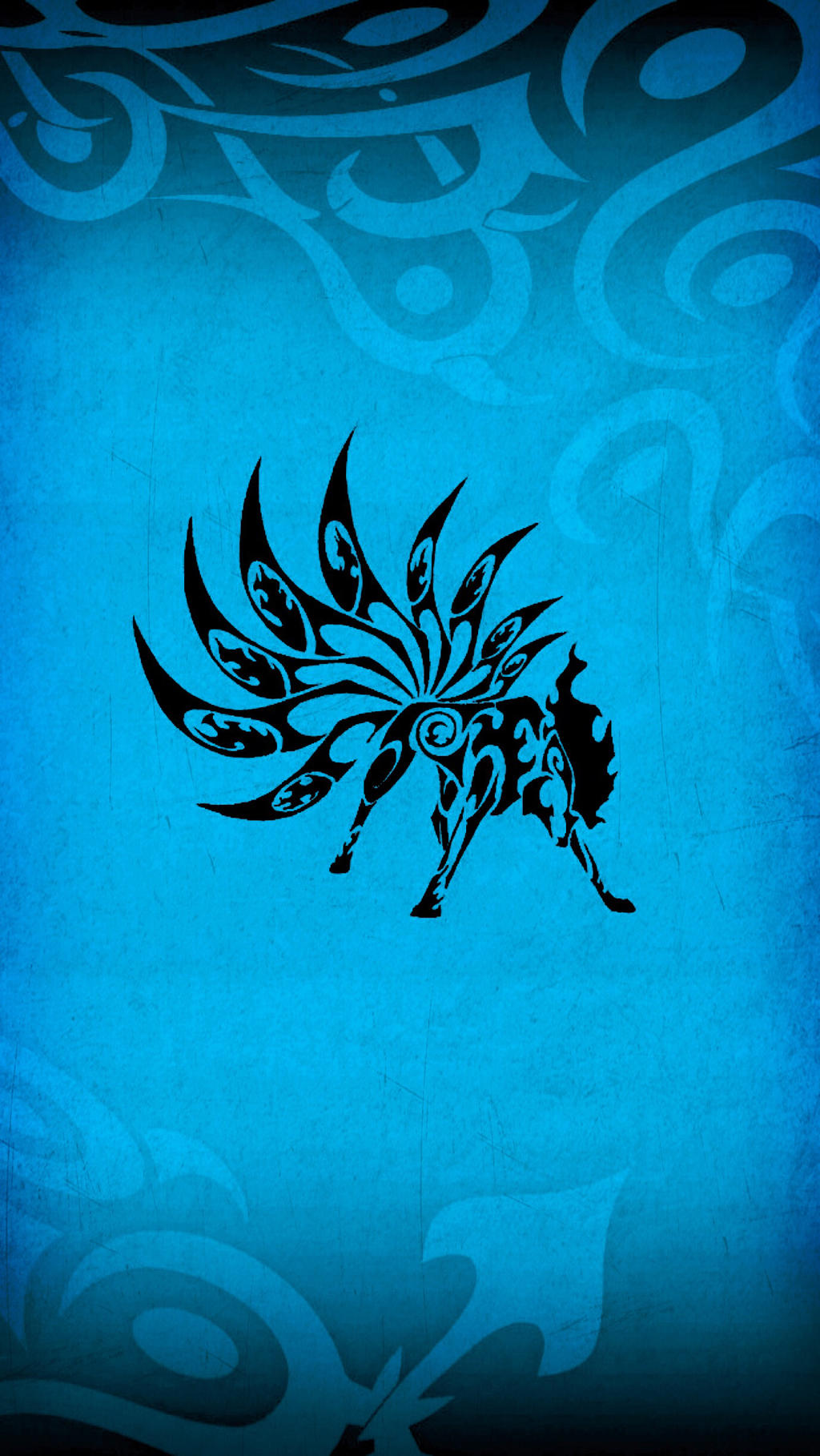 Blue Kitsune Tribal Phone Wallpaper Background By XxDannehxX On