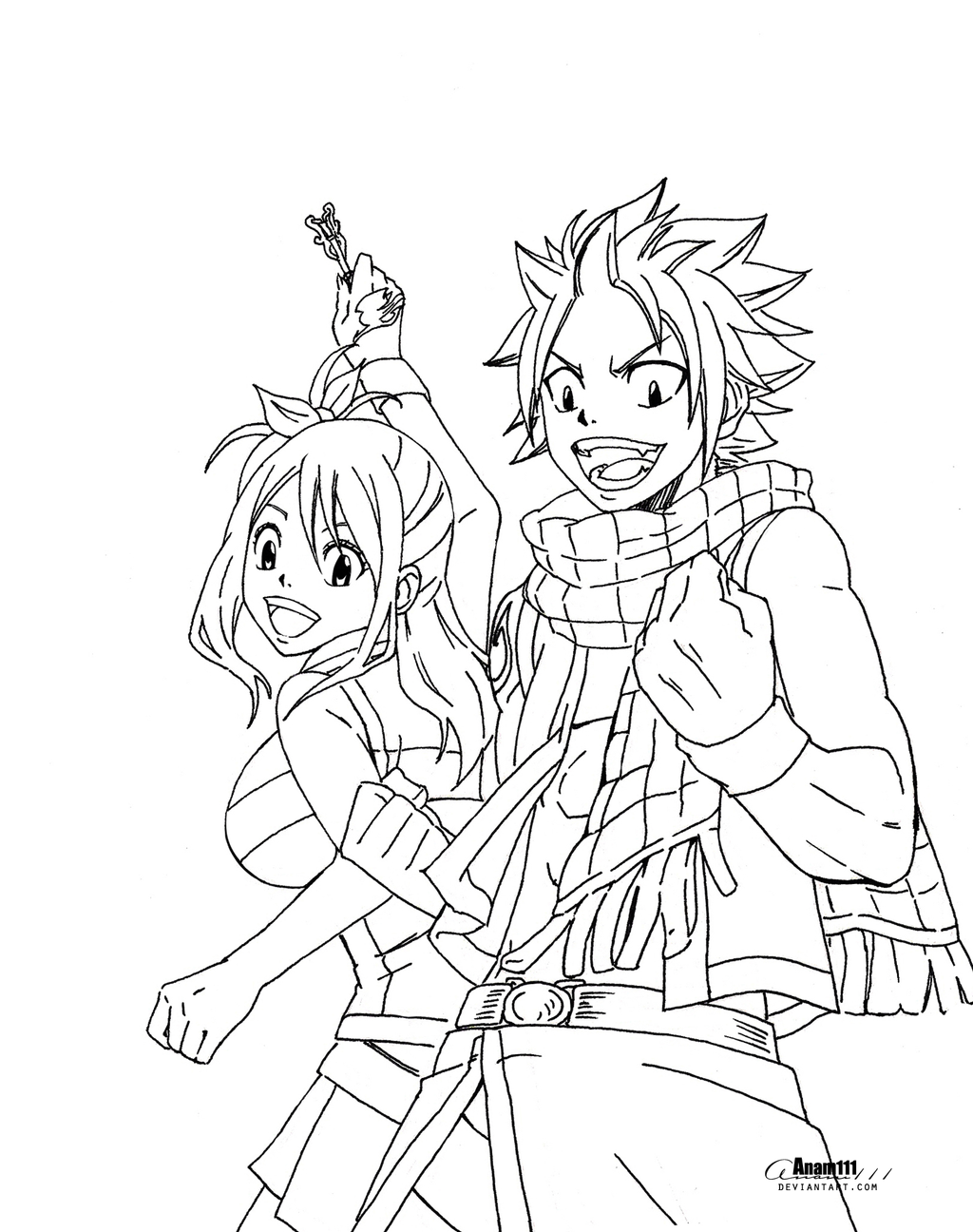 natsu and lucy , no coloring by Anam111 on DeviantArt