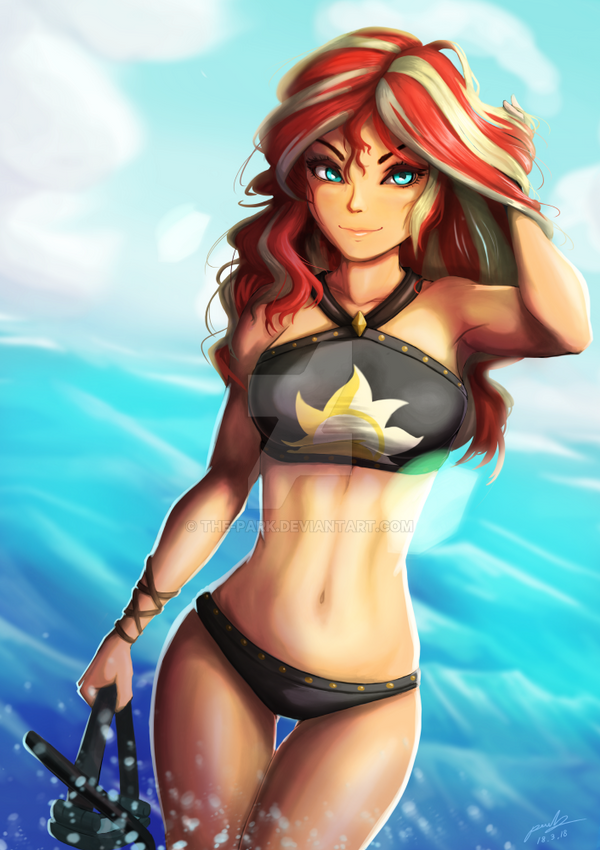 Fiery Bacon Updates Sunset_shimmer_in_swimsuit___re_by_the_park-dc6882f