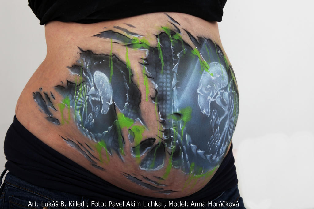 Baby Alien Belly Painting by KilledCZ on DeviantArt