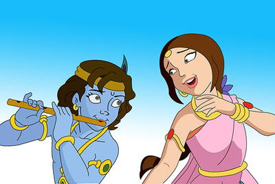 Image result for cartoon images of krishna and radha