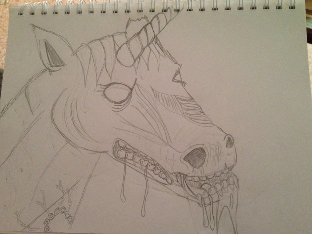 Zombie Unicorn Drawing by MyArmyOfPeeps on DeviantArt