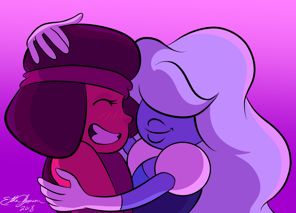 Continuing on with some more pride month art, here are Ruby and Sapphire, being cute.