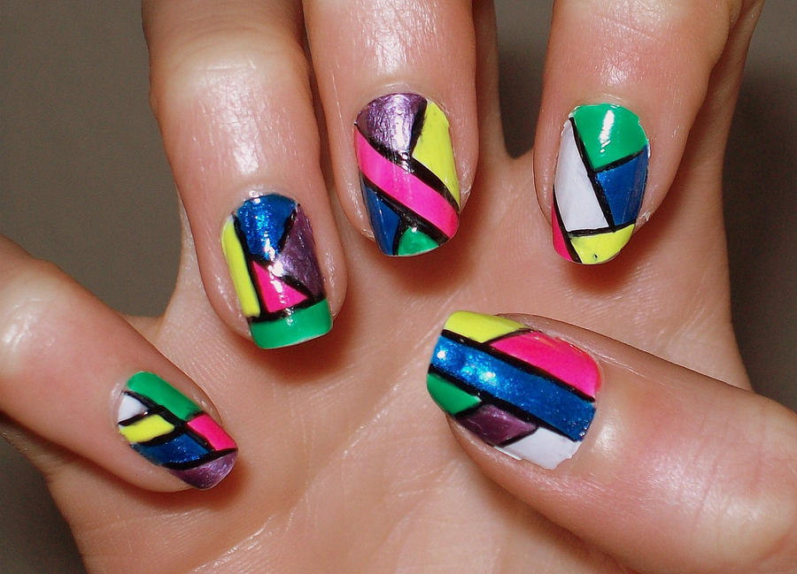 9. "Color block nails on one hand" - wide 1