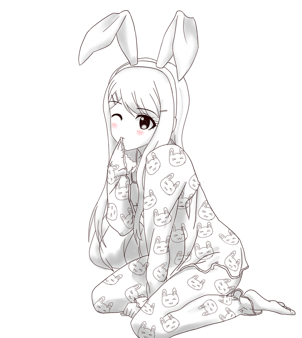 Lineart - Bunny Sayaka-chan (No color) by Jerikuto on DeviantArt