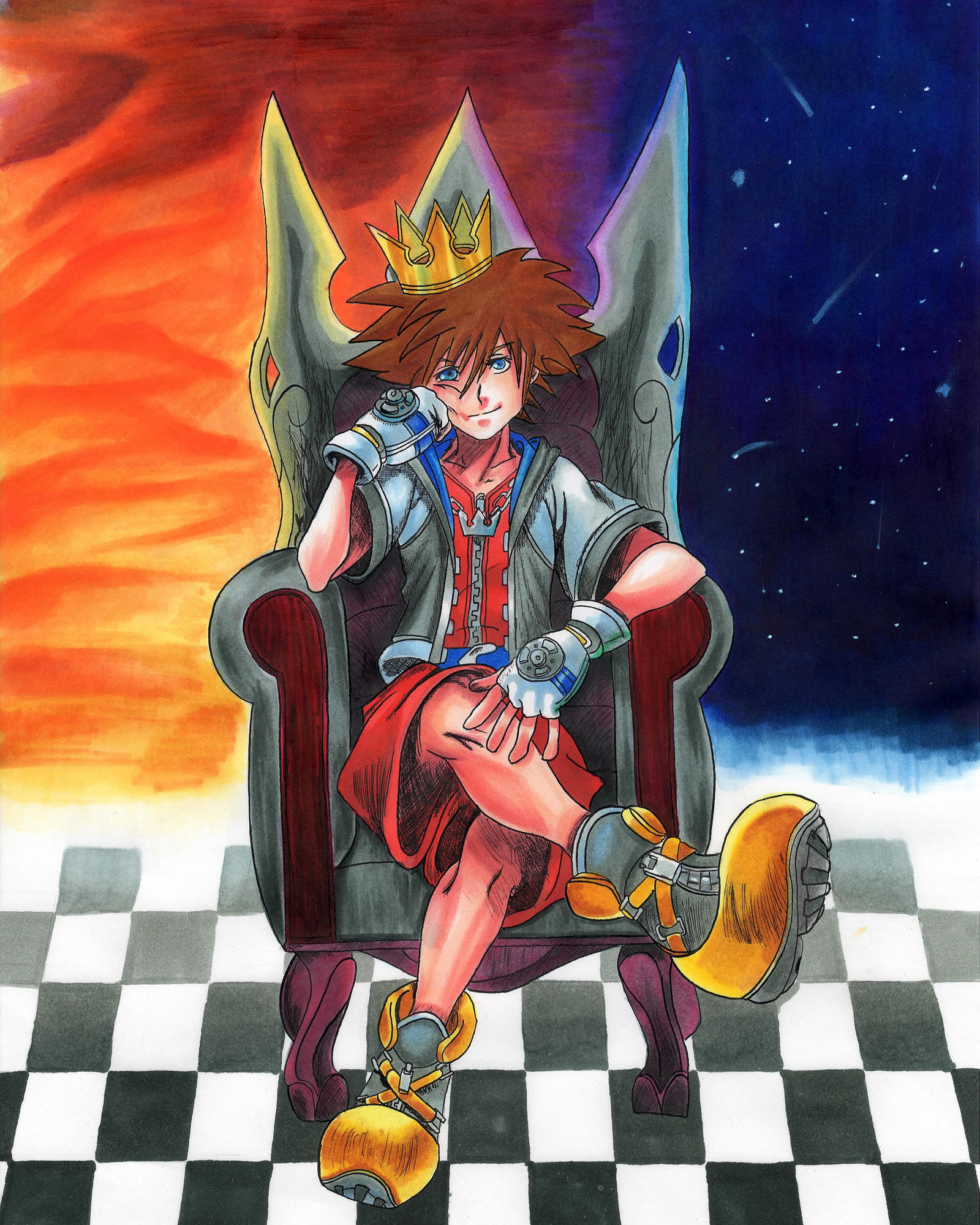 Kingdom Hearts - Sora Illustration (Scan Ver.) by blaazeit on DeviantArt