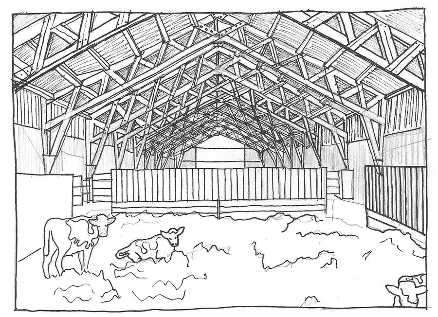 A cow shed sketch by Ziriath on DeviantArt