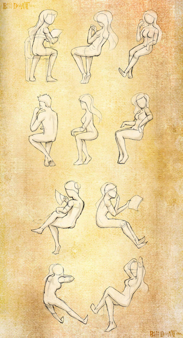 Pose Studies [Sitting on Chairs] by bayobayo on DeviantArt