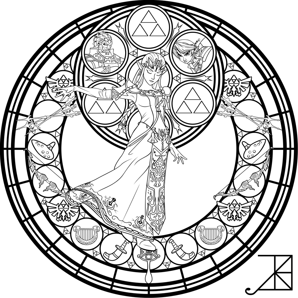 Stained Glass Zelda coloring page by Akili Amethyst