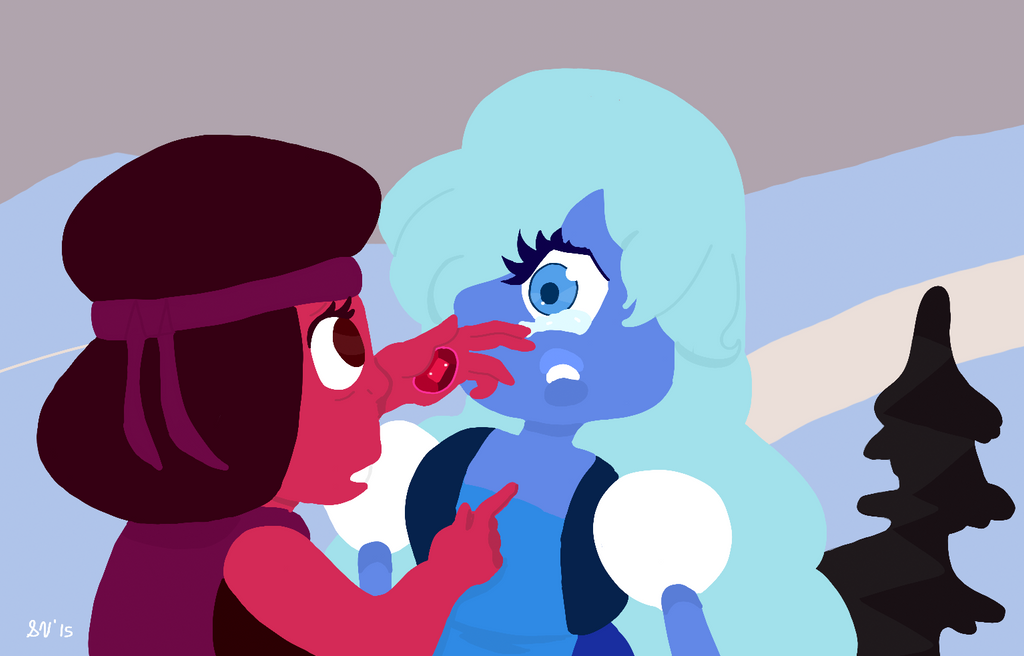 Screencap redraw of last night's episode damn ruby and sapphire are just so cute OTP