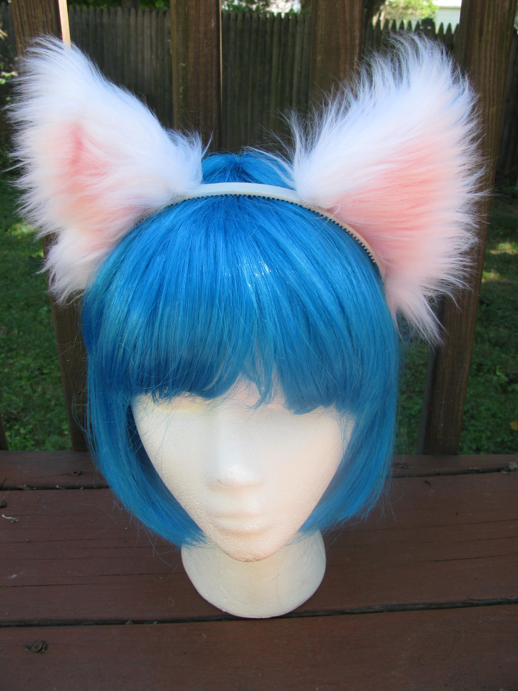 White and Pink Faux Fur Cat/Fox Ears FOR SALE by ThingsFromMyCloset