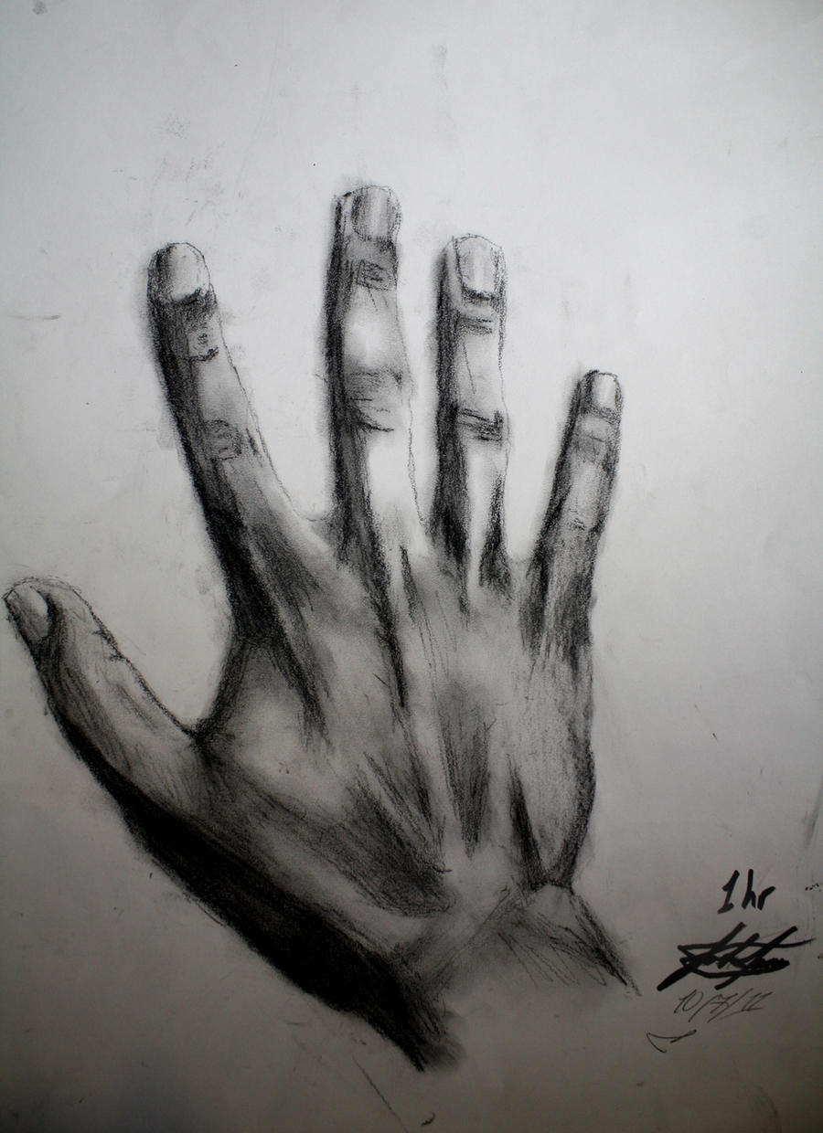 Charcoal Drawing of My Hand by JoshFJames on DeviantArt