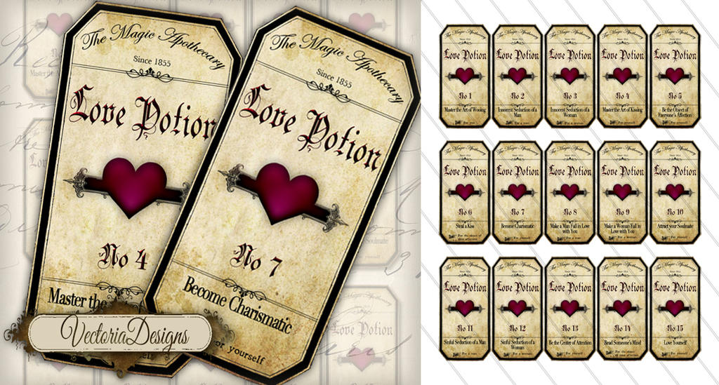 Download Printable Love Potion Labels by VectoriaDesigns on DeviantArt