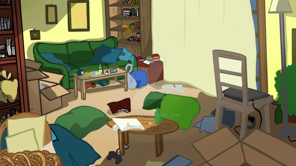 Visual novel messy Living room by Cipple