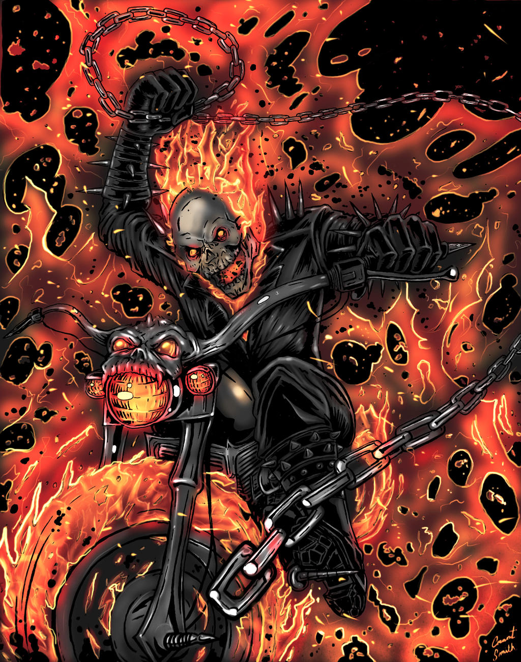 ghost rider realistic drawing