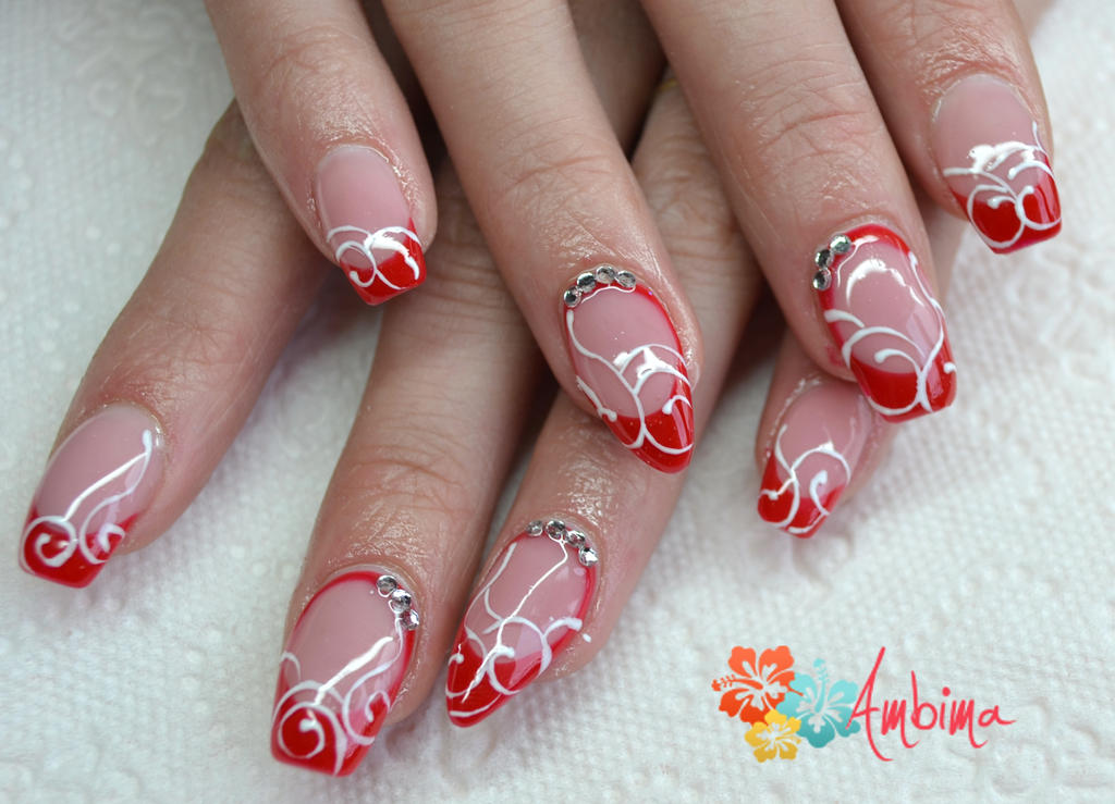 Red and White Gel Nail Design - wide 6