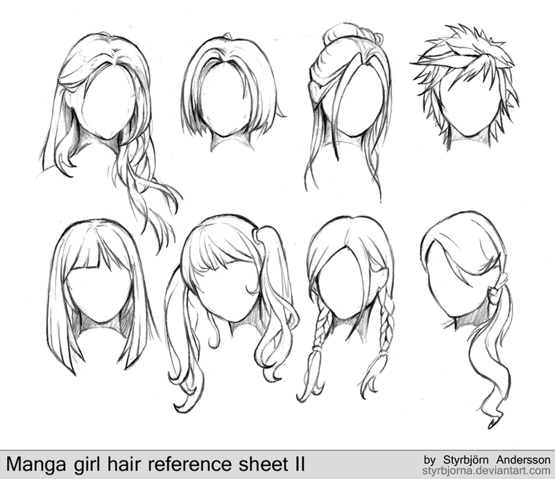 manga girl hair reference sheet II - 20130113 by RinFaye on DeviantArt
