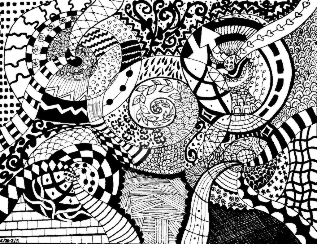 Zentangle: We're going down by justayelbee on DeviantArt