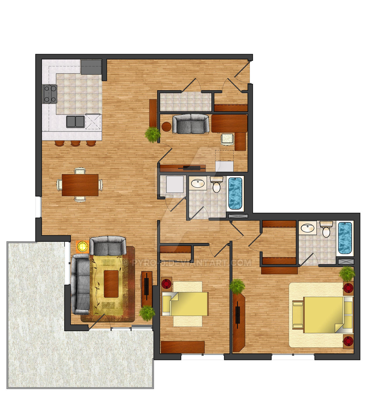 Rendered Floor Plan by pyro 0 on DeviantArt