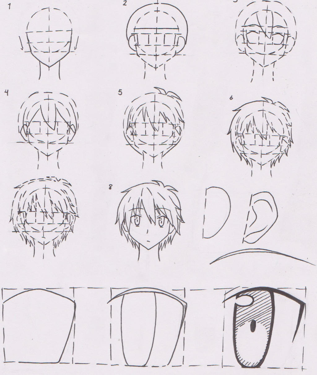 Anime boy Character face tutorial 01 (Sorata) by
