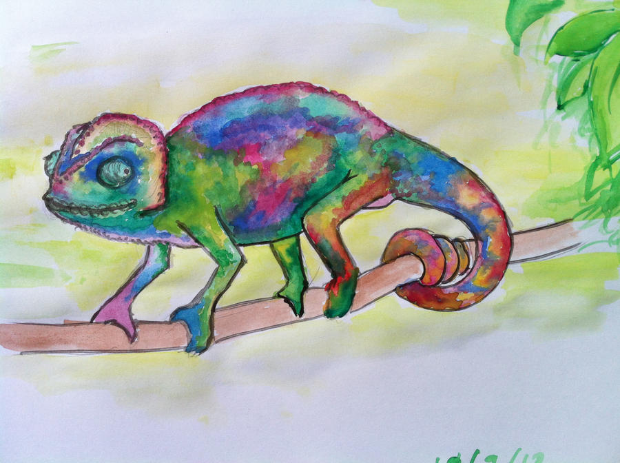 Rainbow chameleon by DisillusionedDefect on DeviantArt