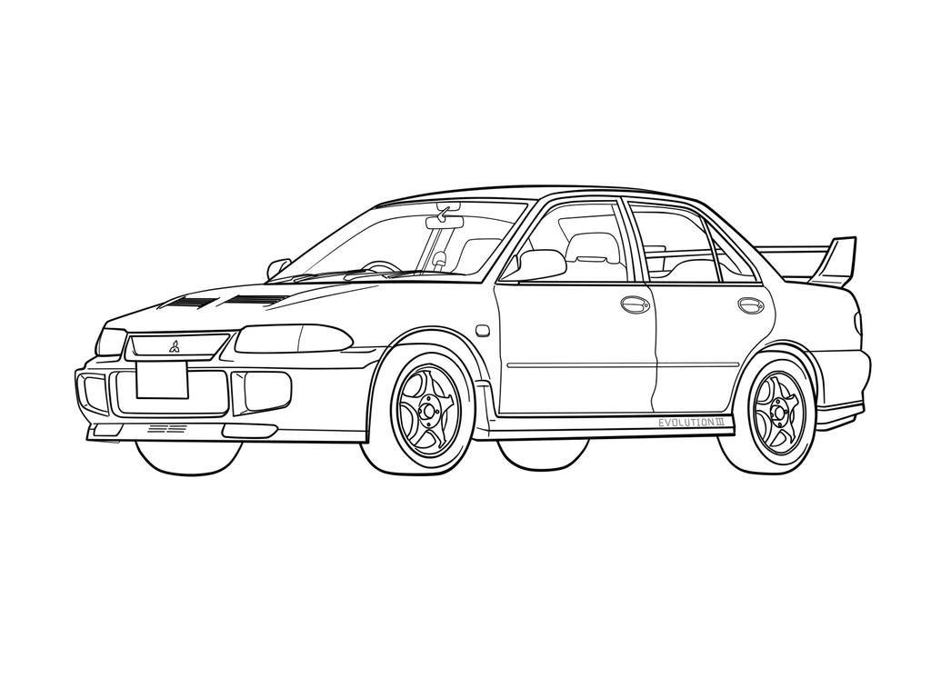 Mitsubishi Lancer Evo Drawing Sketch Coloring Page