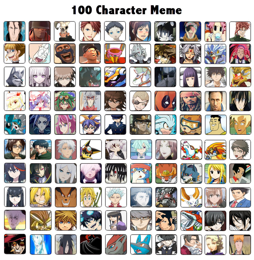 100 Character Meme by YamiNetto on DeviantArt