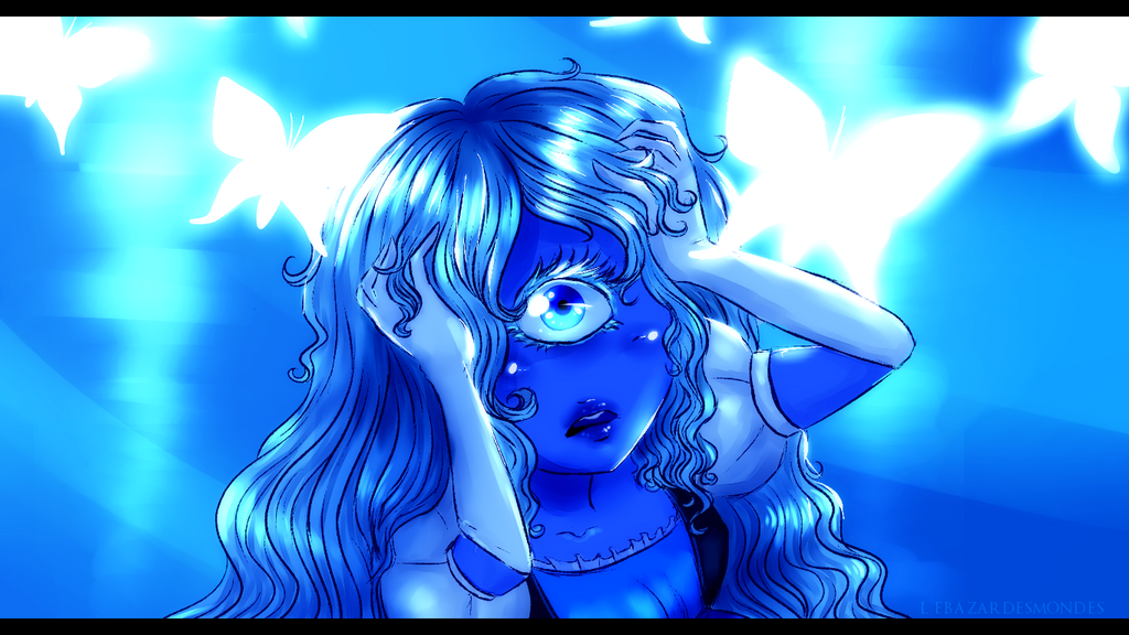 Screenshot redraw of Sapphire from Steven Universe in the Here Comes a Thought sequence !  original