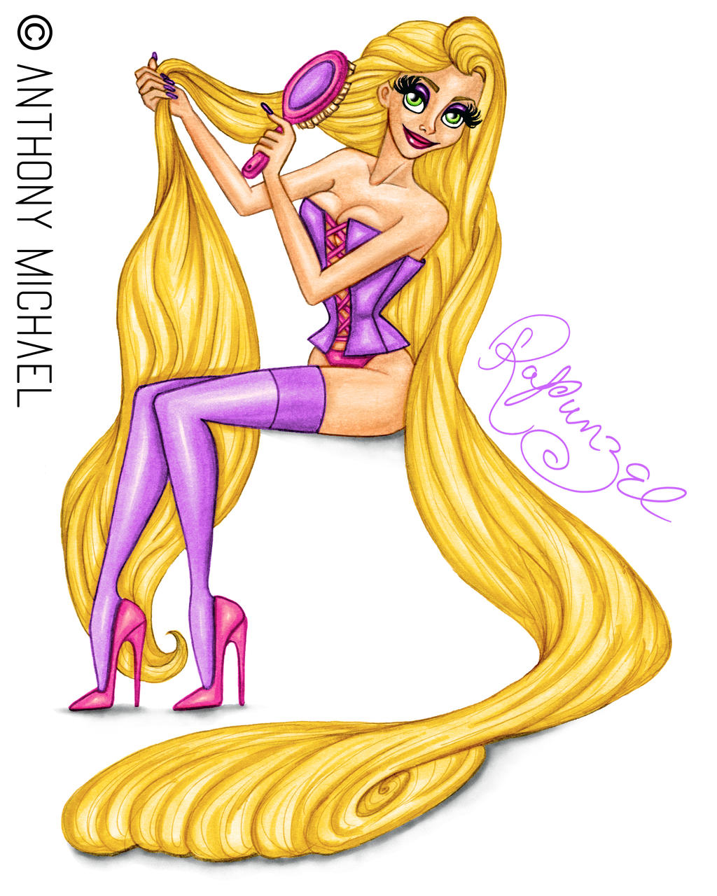 Disney 'PinUp' Princess, Rapunzel by Anth0nyM1cha3l on