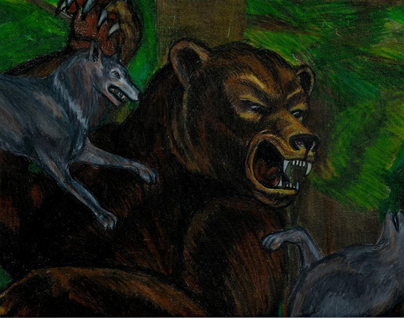 Bear vs. Wolves by purplegoldfish on DeviantArt