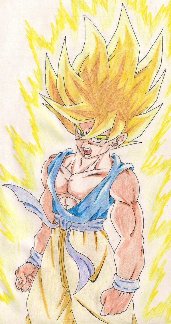 Goku coloured in pencil by BighairyTauren on DeviantArt