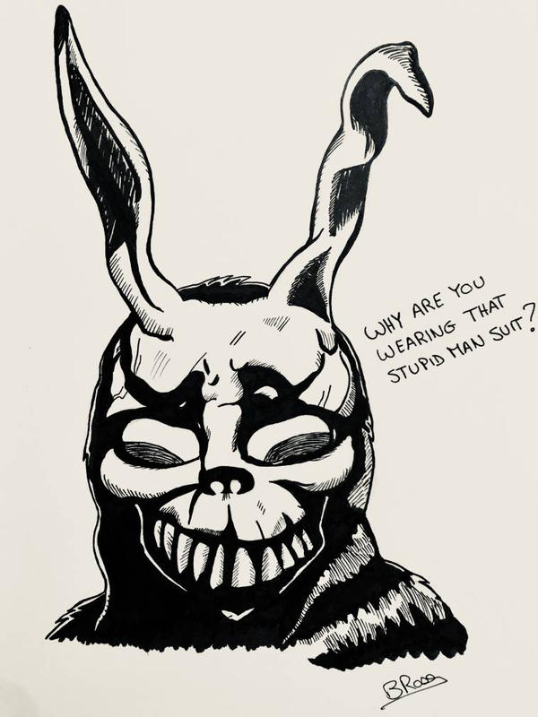 Frank the Rabbit from Donnie Darko in ink by BRosa84 on DeviantArt