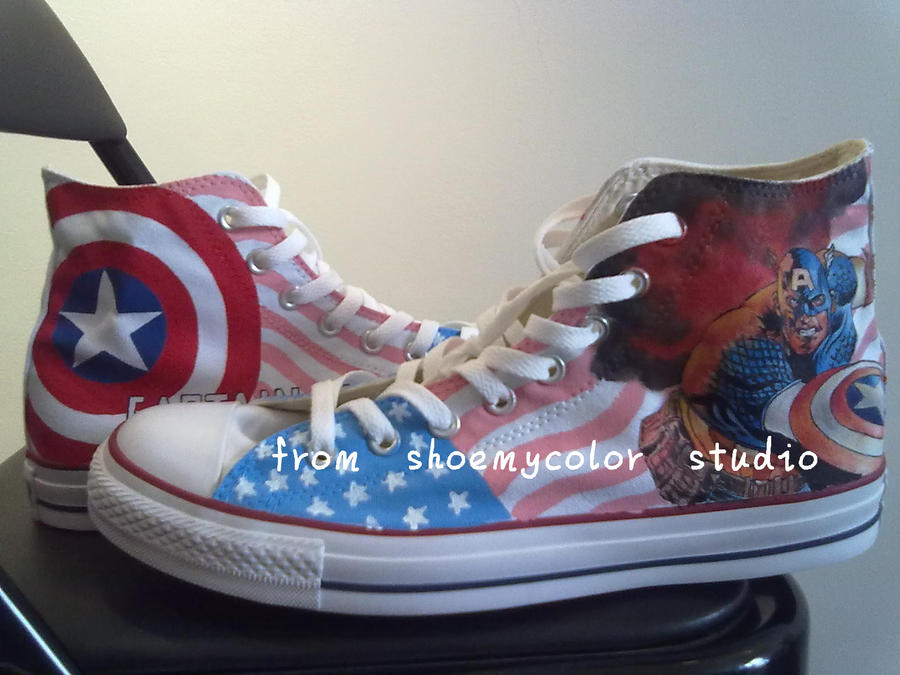 Captain America custom shoes by elleflynn on DeviantArt