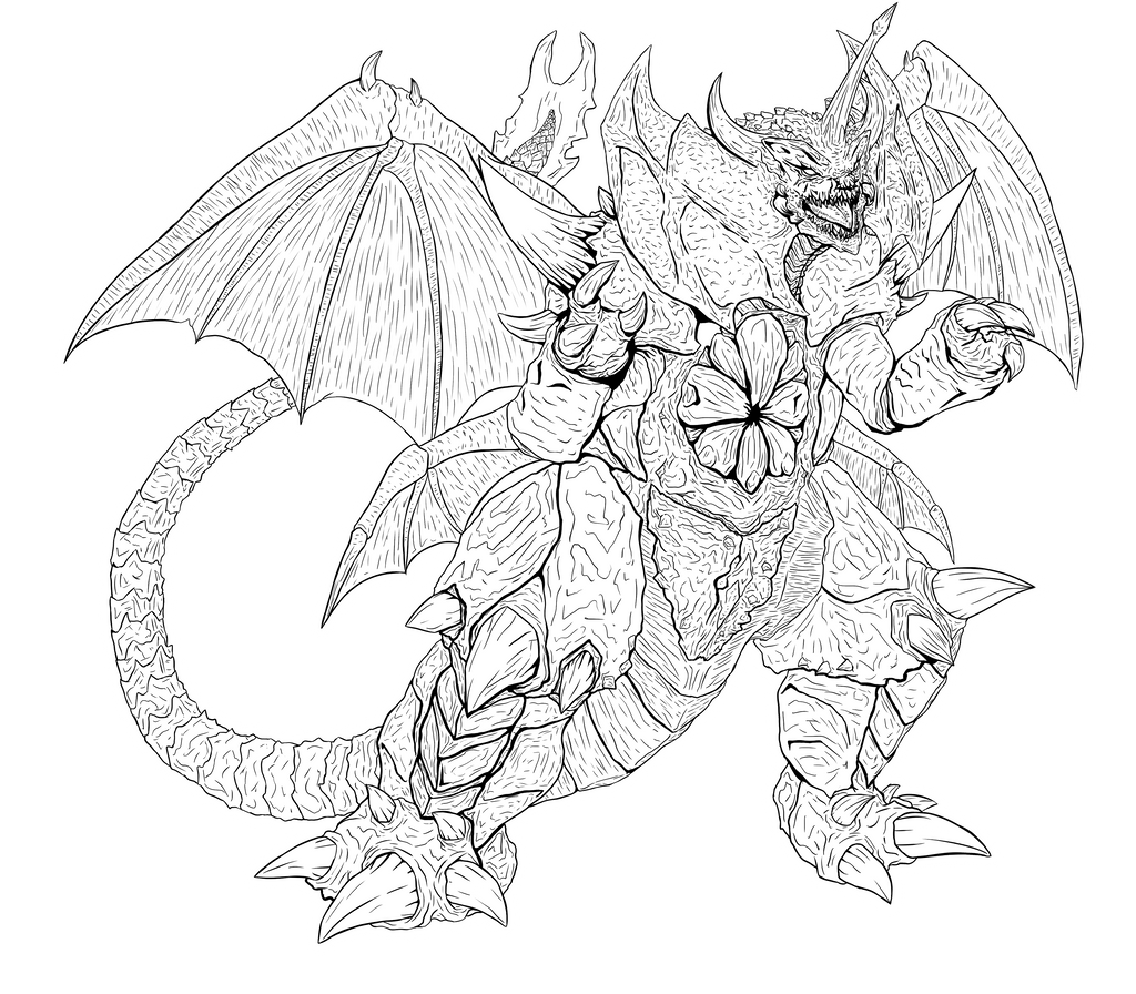 Godzilla: Destoroyah Lineart by Swords-and-Tequila on ...