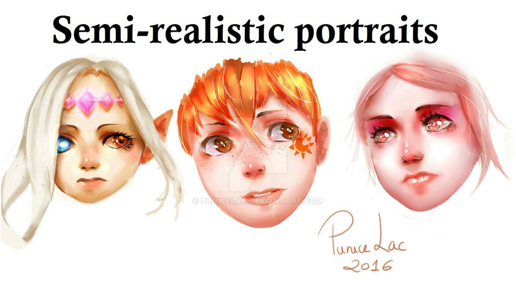 Semirealistic faces practice by PuniceLac on DeviantArt