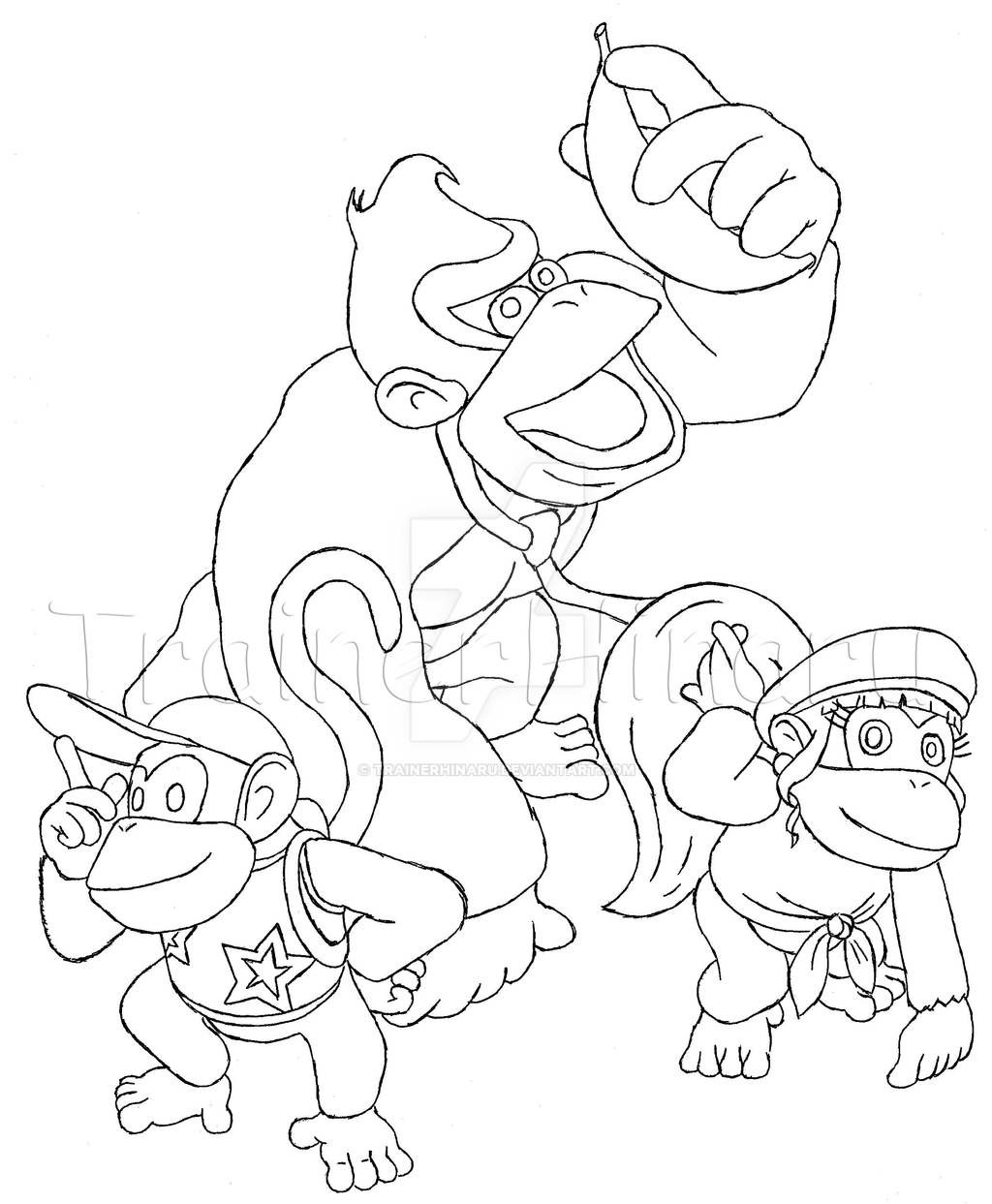 Dixie and Donkey Kong by TrainerHinaru