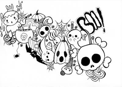 Halloween-kawaii-doodle-coloring-page-download by Farfalladorata on