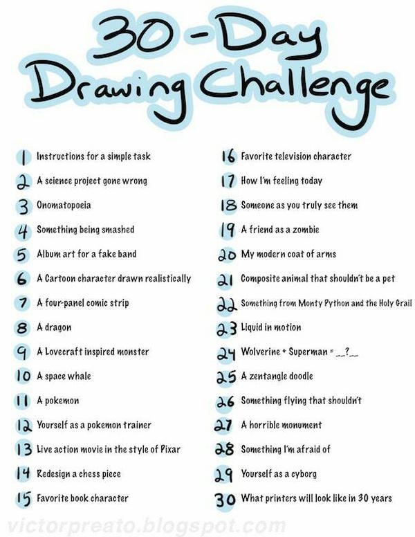 30 Day Drawing Challenge by HelloHannah265 on DeviantArt