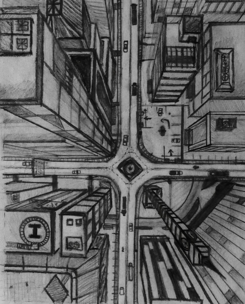 One Point Perspective Cities