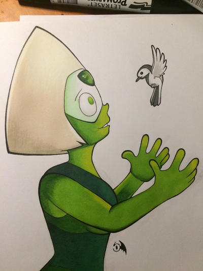 This fanart is based on the Steven Universe episode "Log Date 7 15 2", where Peridot tells about her new experiences on Earth. I wanted to reflect her curiosity about the animals so I drew her obse...