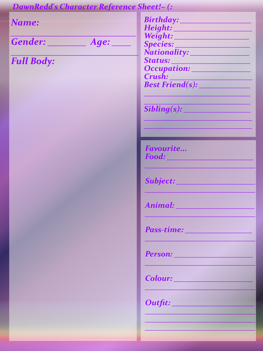 Blank Character Reference Sheet by DawnRedd on DeviantArt