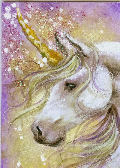 Lavender Dream - Unicorn ACEO by BlackAngel-Diana