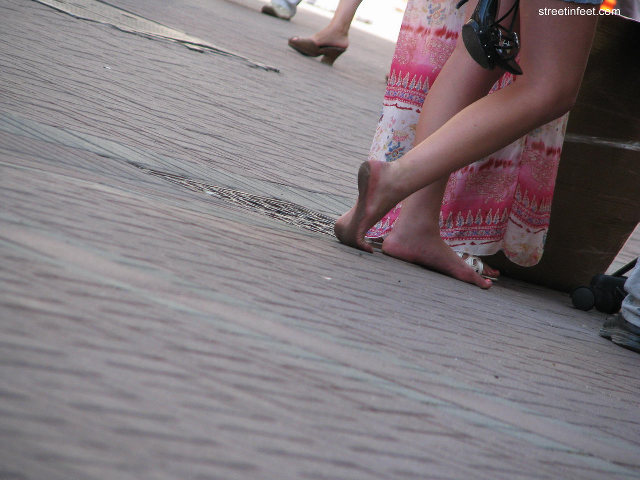 Barefoot girl walking barefoot in public by gomerfordin on 