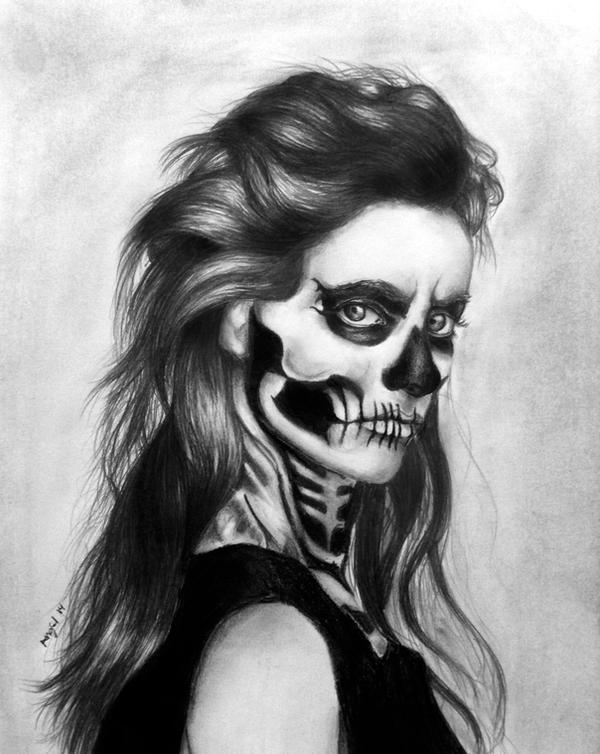 Skeleton face graphite drawing by wideyedkitten11 on DeviantArt