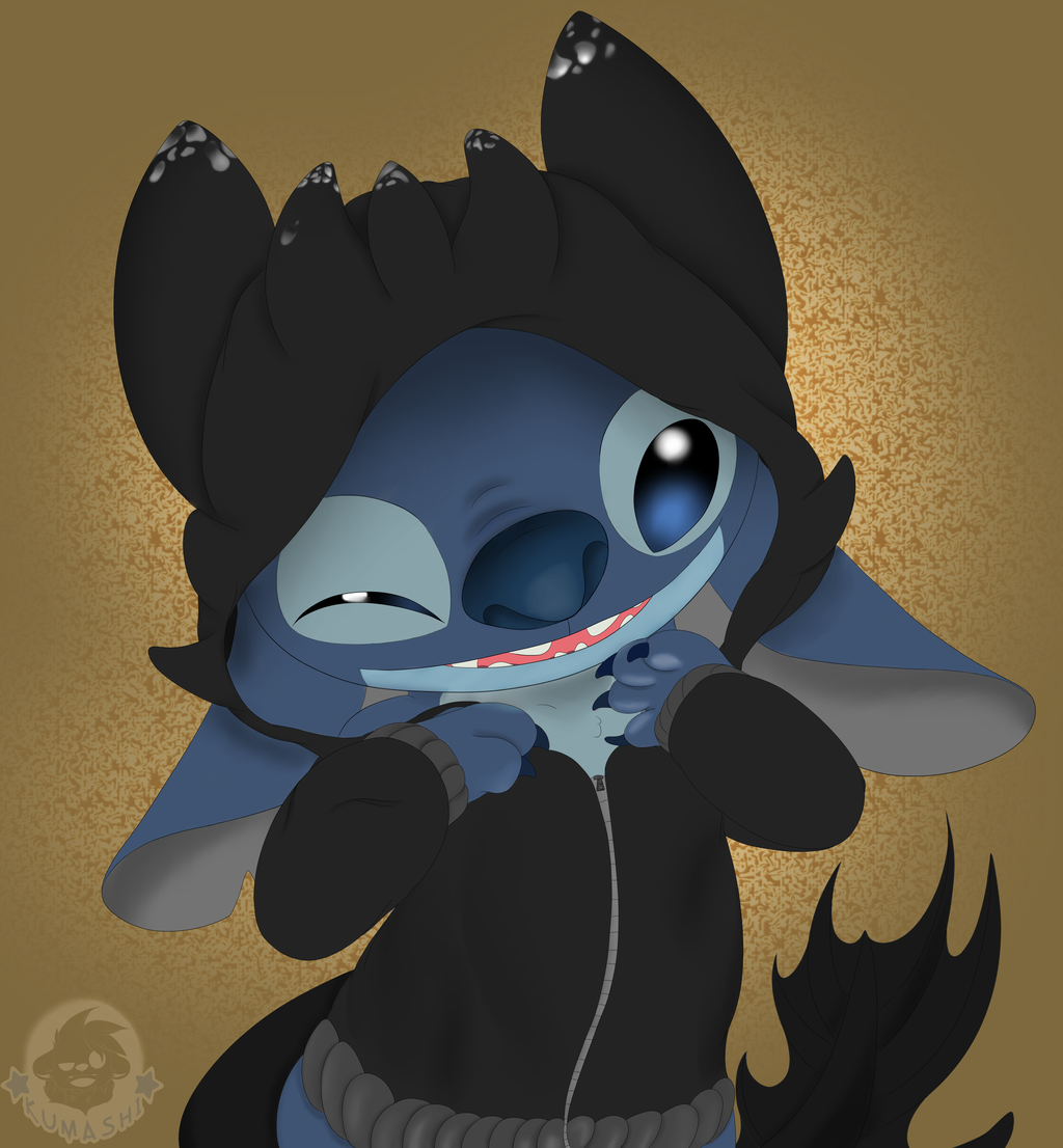 stitch in a toothless hoodie by kumafloof