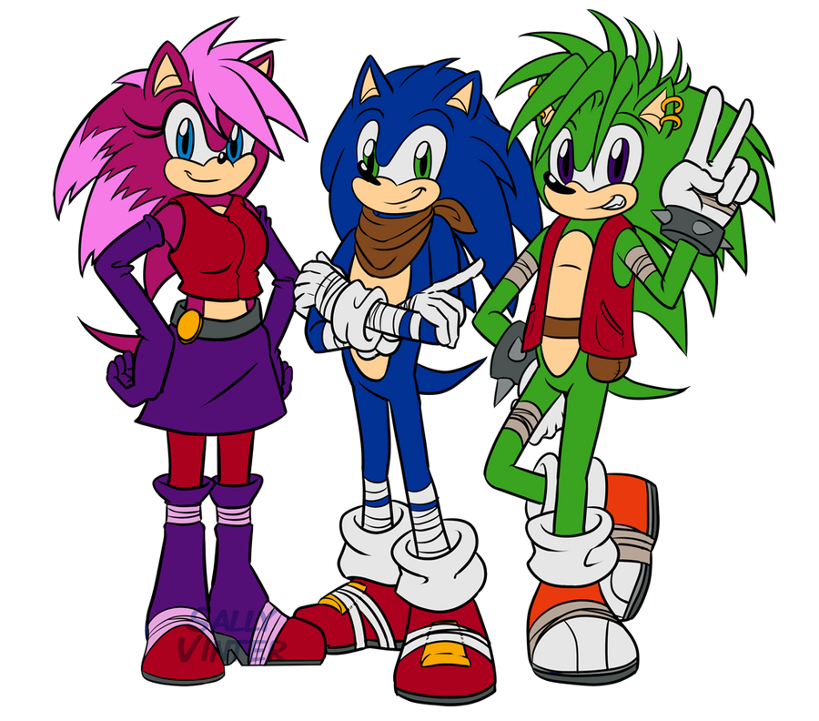 sonic and his brother manic and his sister sonia  The_boom_triplets_by_sallyvinter-d92u7fn