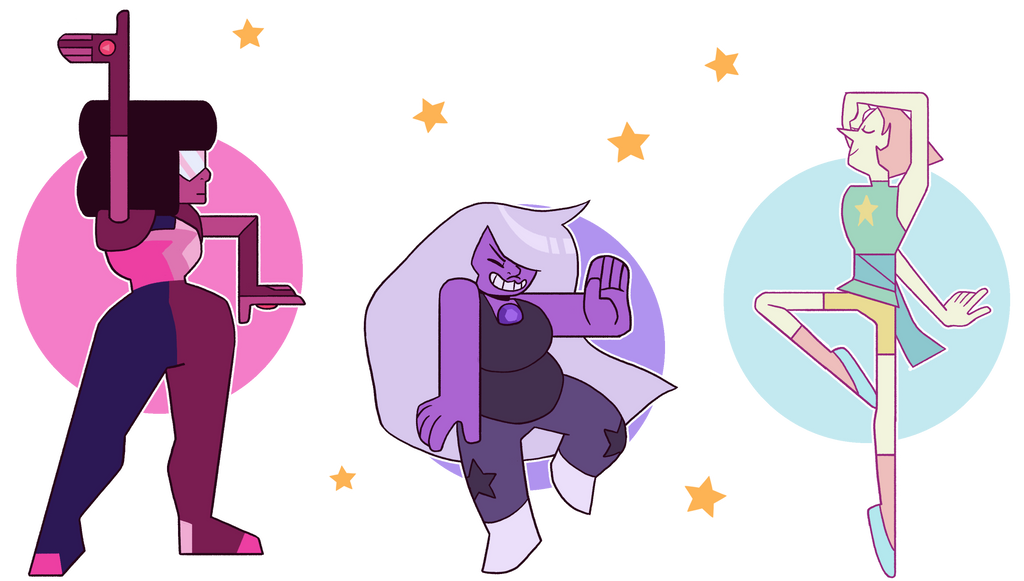 some crystal gem stickers i made a while back!! you can get 'em here on redbubble:www.redbubble.com/people/anodo…