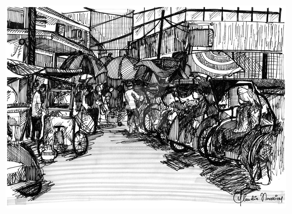 {50 SKETCHES PROJECT} Traditional Market by ClaudiaNovreica on DeviantArt